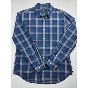 7 For All Mankind Plaid Long Sleeve Button Down Shirt Mens Medium  Blue Cotton